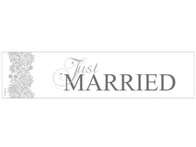 Tablica rejestracyjna "Just Married", srebrna, PD