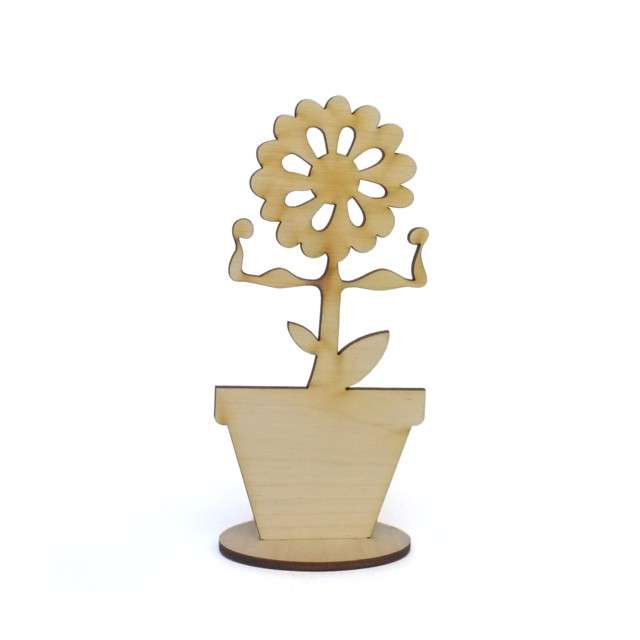 Dekoracja drewniana 3D "Kwiatek 1", 65x140 mm