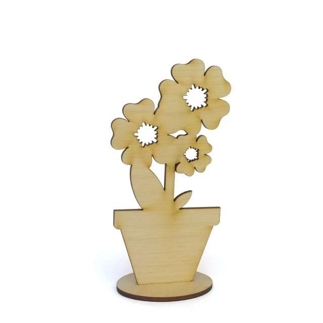 Dekoracja drewniana 3D "Kwiatek 2", 70x140 mm