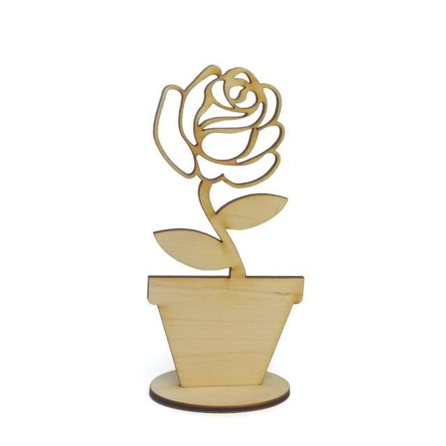 Dekoracja drewniana 3D "Kwiatek 6", 66x135 mm