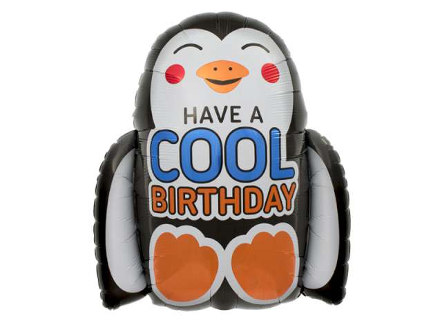 Balon foliowy 23" Cool Birthday Penguin, 1szt.