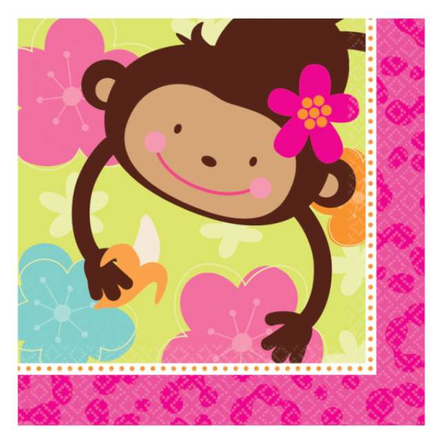 Serwetki 33 cm, "Monkey Love", 16 szt