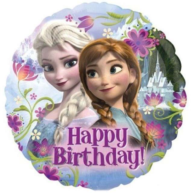 Balon foliowy "Frozen Happy Birthday", Amscan, 18" RND