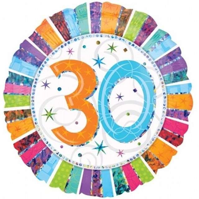 Balon foliowy "Urodziny 30", AMSCAN, 18" CIR