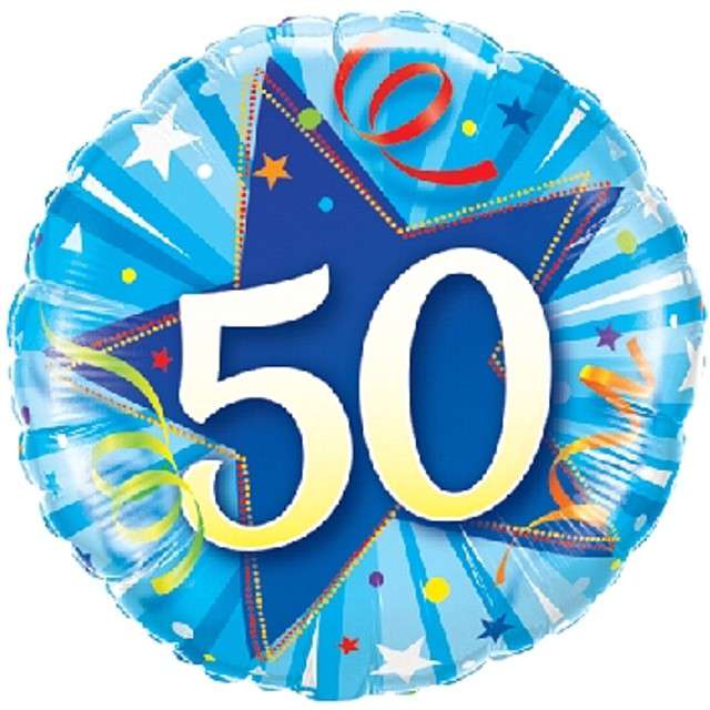 Balon foliowy "Urodziny 50", Qualatex, 18"