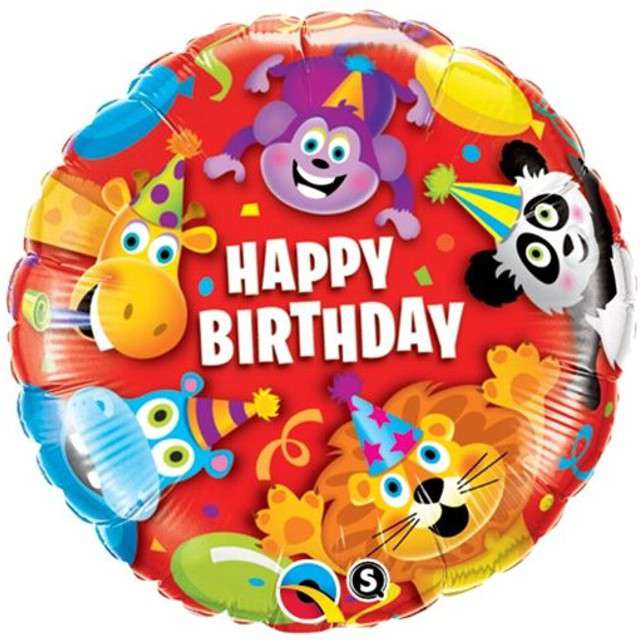 Balon foliowy 18" Happy Birthday Party Zwierzęta
