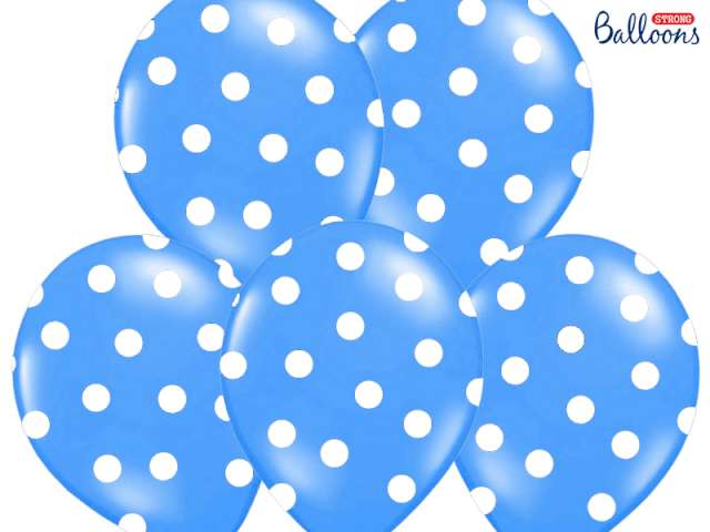 Balony 14", "Kropki" Pastel Cornflower Blue, STRONG, 6 szt