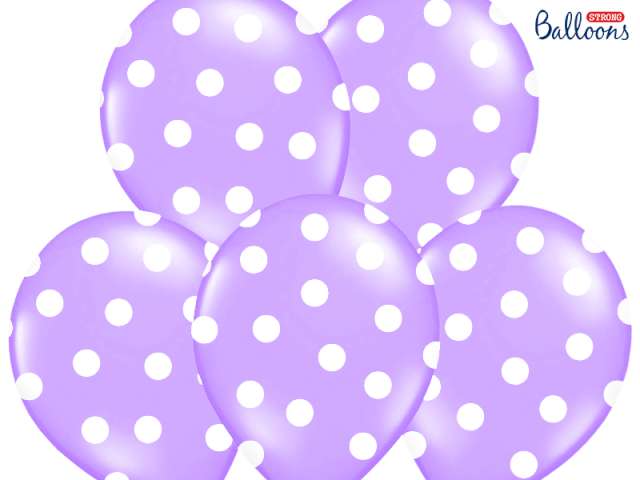 Balony 14", "Kropki" Pastel Lavender Blue, STRONG, 6 szt