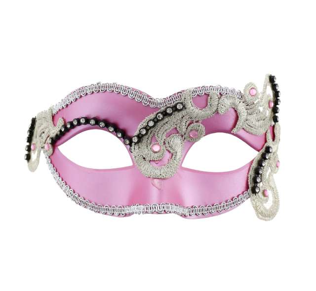 Maska karnawałowa, różowa, glamour