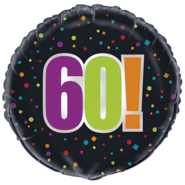 Balon foliowy "Urodziny 60", Unique, 18"