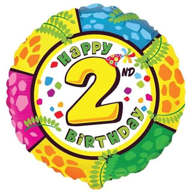 Balon foliowy "Happy Birthday - 2 urodziny", FLEXMETAL, 18" RND