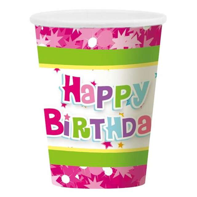 Kubeczki papierowe "Happy Birthday", mix, Godan, 270 ml, 6 szt