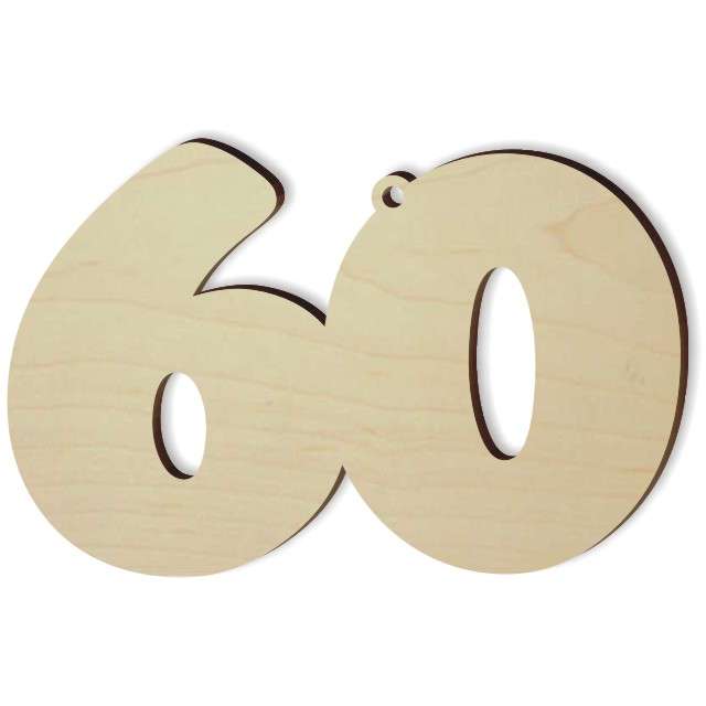 Zawieszka drewniana "Urodziny 60", 93 x 60 mm