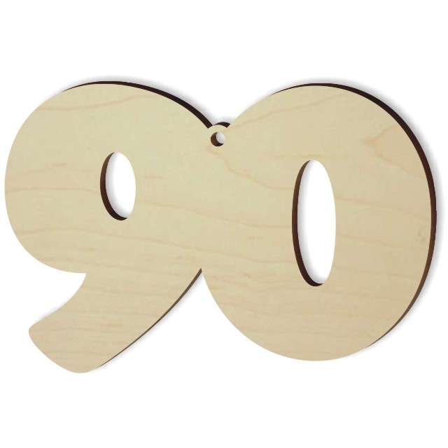 Zawieszka drewniana "Urodziny 90", 88 x 60 mm