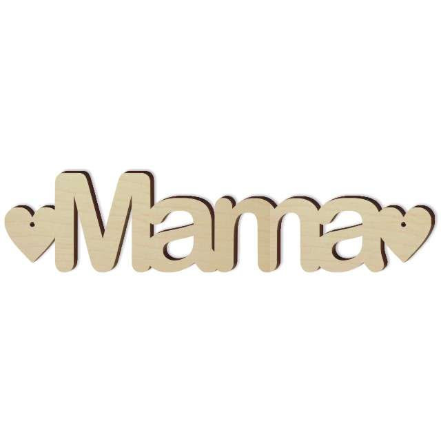 Zawieszka drewniana "Mama i serca", 164x39 mm