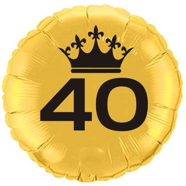 Balon foliowy "Urodziny 40", złoty, 18" RND