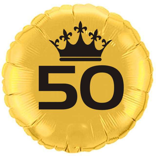 Balon foliowy "Urodziny 50", złoty, 18" RND