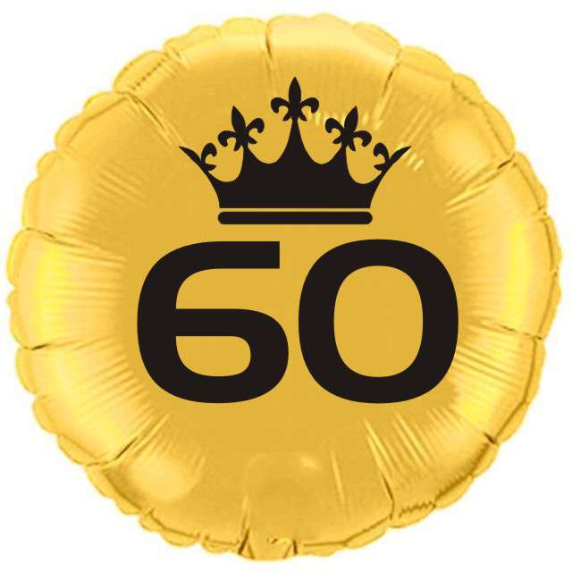 Balon foliowy "Urodziny 60", złoty, 18" RND