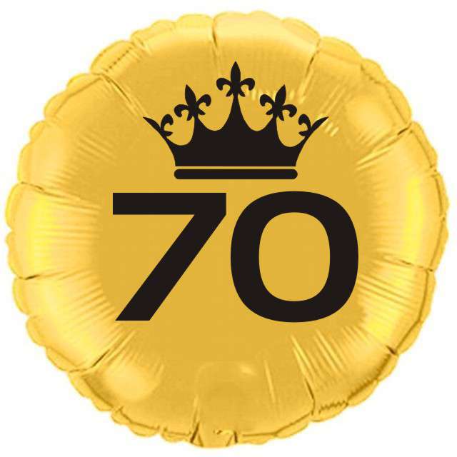 Balon foliowy "Urodziny 70", złoty, 18" RND