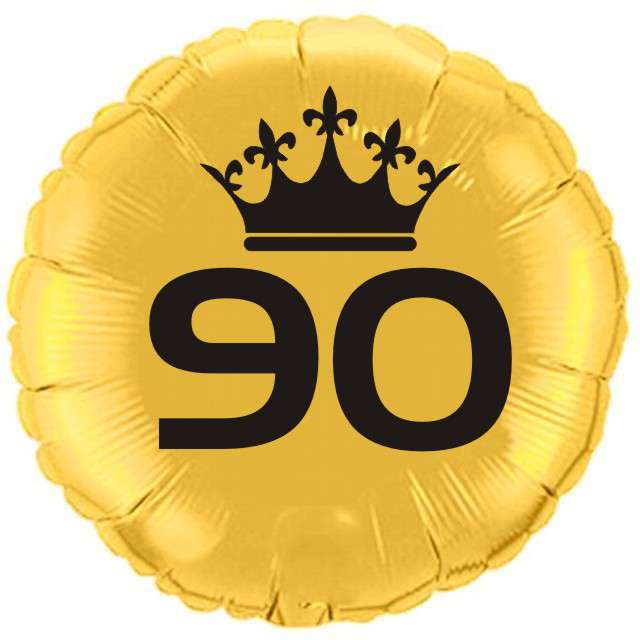 Balon foliowy "Urodziny 90", złoty, 18" RND