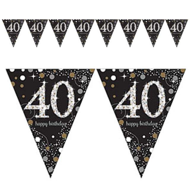 Baner flagi "40 Urodziny - Sparkling Celebrations Gold", AMSCAN, 400 cm