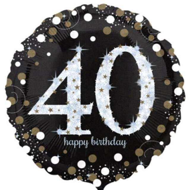 Balon foliowy "Urodziny 40", Amscan, 18", RND