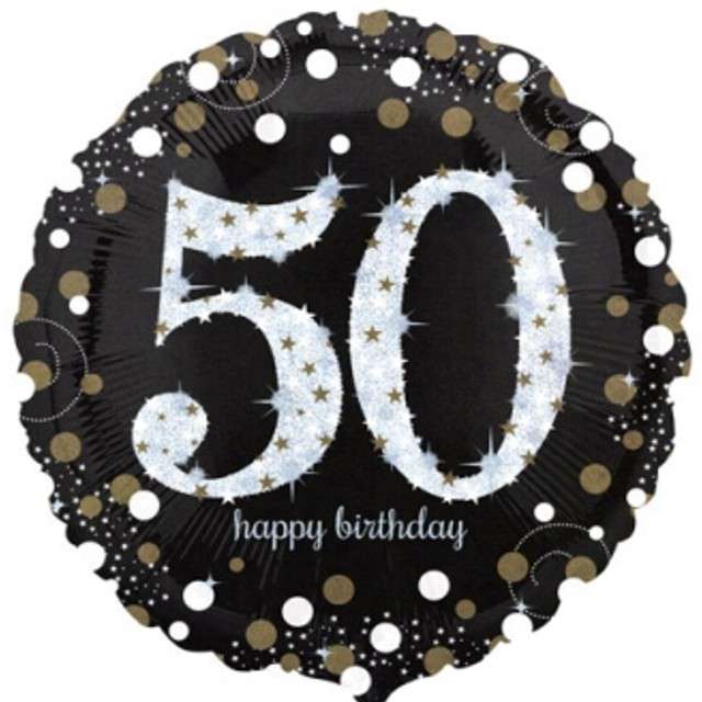 Balon foliowy "Urodziny 50", Amscan, 18", RND