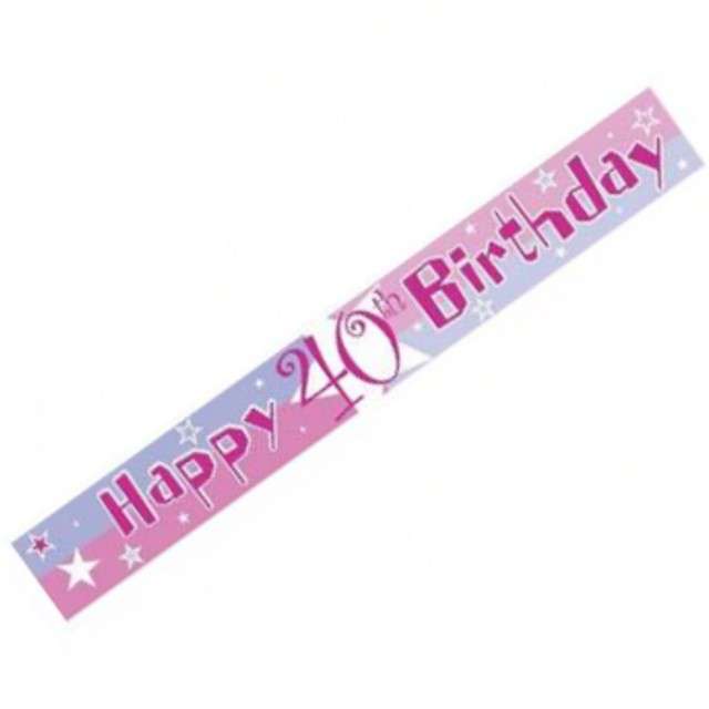 Baner taśma "Urodziny 40", różowy, AMSCAN, 3.65 m