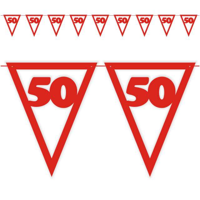 Baner flagi "Urodziny 50", czerwony, 3,6 m