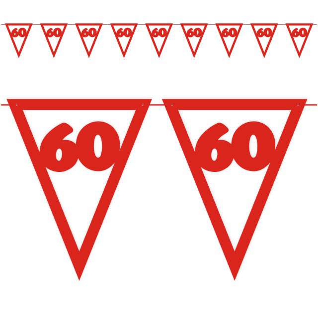 Baner flagi "Urodziny 60", czerwony, 3,6 m