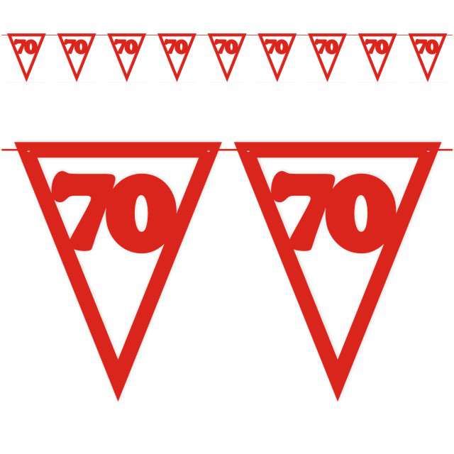 Baner flagi "Urodziny 70", czerwony, 3,6 m