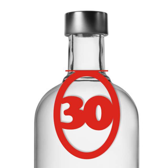Zawieszki na alkohol, "Urodziny 30", czerwone, 10 szt