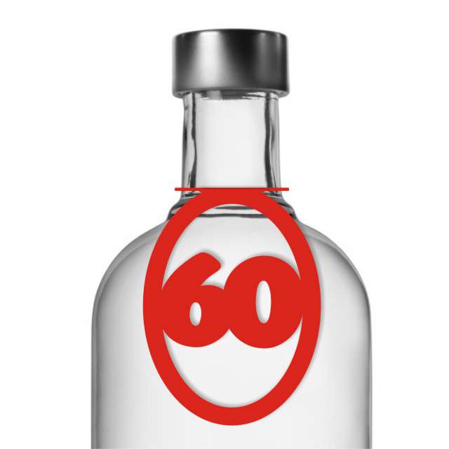 Zawieszki na alkohol, "Urodziny 60", czerwone, 10 szt