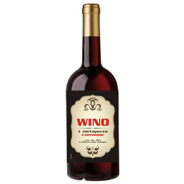 Etykieta na butelkę "Wino z nietoperza czerwone", 85x120 mm, 5 szt