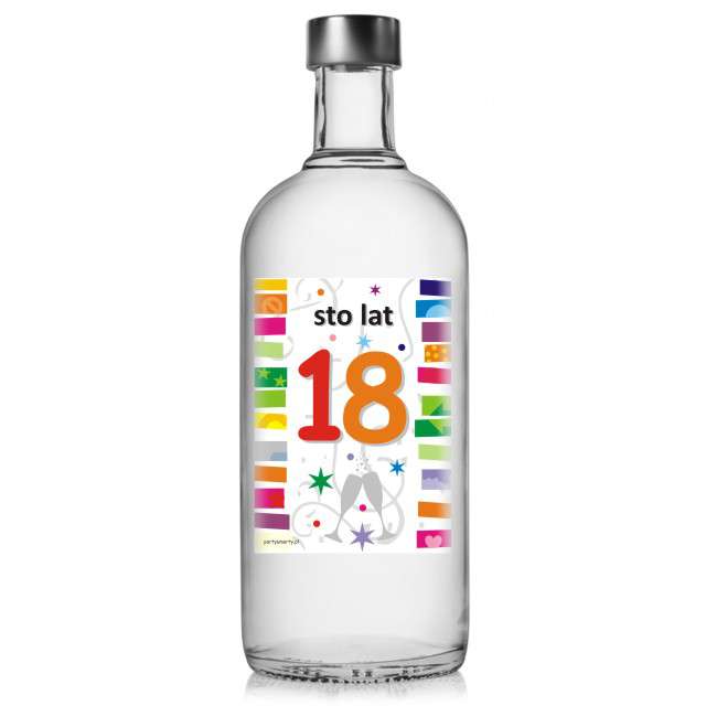 Etykieta na butelkę "Urodziny 18 Rainbow", 85x120 mm, 5 szt