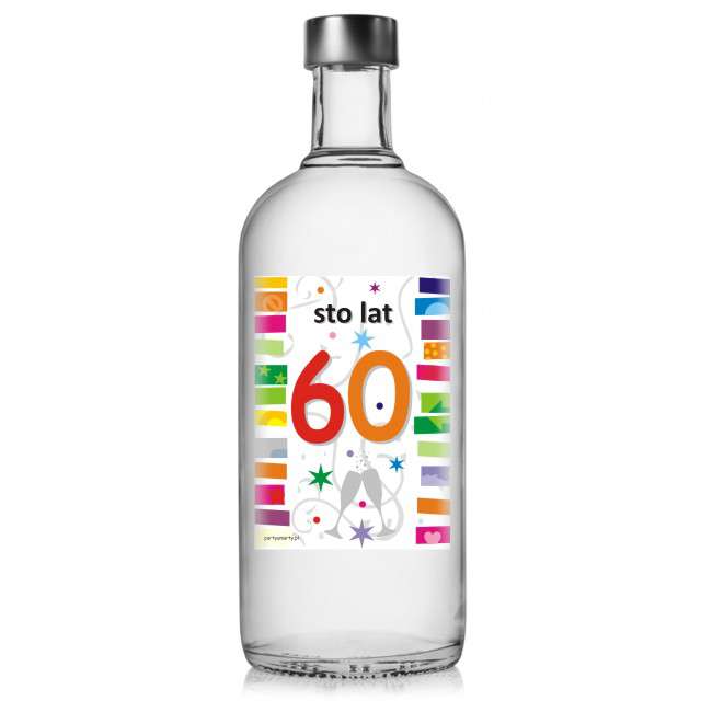 Etykieta na butelkę "Urodziny 60 Rainbow", 85x120 mm, 5 szt