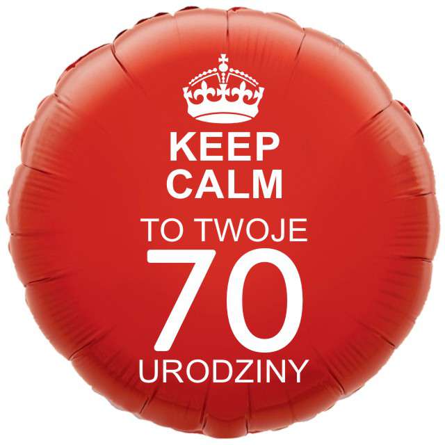 Balon foliowy "Urodziny 70 Keep Calm", czerwony, 18" RND