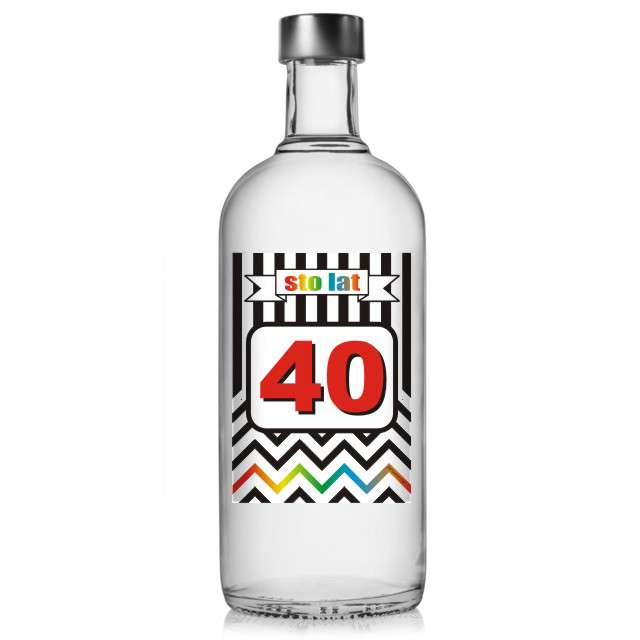 Etykieta na butelkę "Urodziny 40 Chevron", 85x120 mm, 5 szt