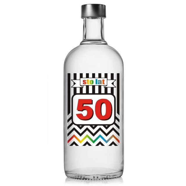 Etykieta na butelkę "Urodziny 50 Chevron", 85x120 mm, 5 szt