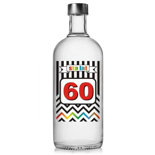 Etykieta na butelkę "Urodziny 60 Chevron", 85x120 mm, 5 szt
