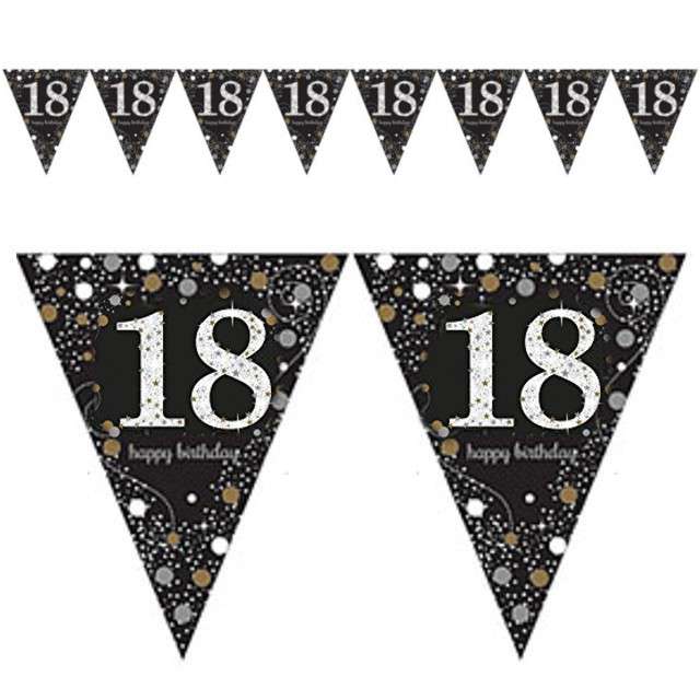 Baner flagi "18 Urodziny - Sparkling Celebrations Gold", AMSCAN, 400 cm