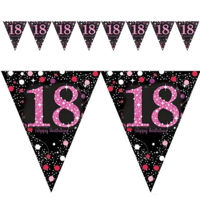 Baner flagi "18 Urodziny - Sparkling Celebrations Pink", AMSCAN, 400 cm