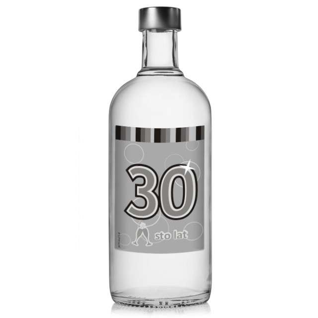 Etykieta na butelkę "Urodziny 30 Silver", 85x120 mm, 5 szt
