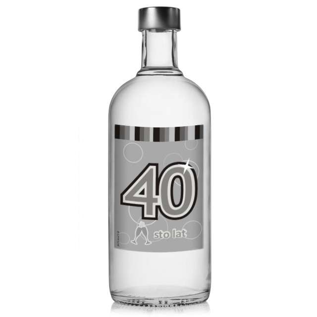 Etykieta na butelkę "Urodziny 40 Silver", 85x120 mm, 5 szt