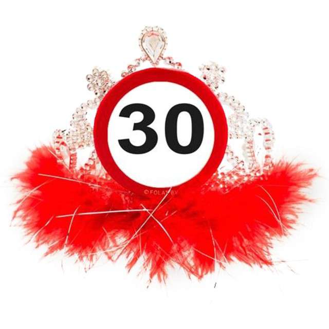 Tiara "Urodziny 30 znak", srebrno czerwona