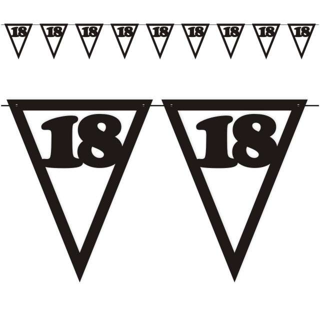 Baner flagi "Urodziny 18", czarny, 3,6 m