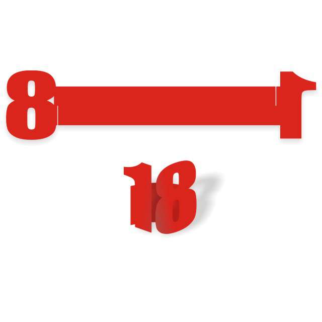 Ringi papierowe do serwetek "18 urodziny", czerwone, 6 szt