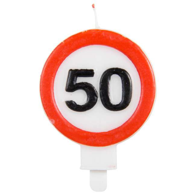 Świeczka na tort "50 Traffic Birthday", FOLAT, 6 cm