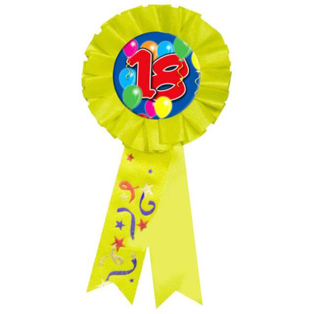 Kotylion "Urodziny 18", żółty, FOLAT