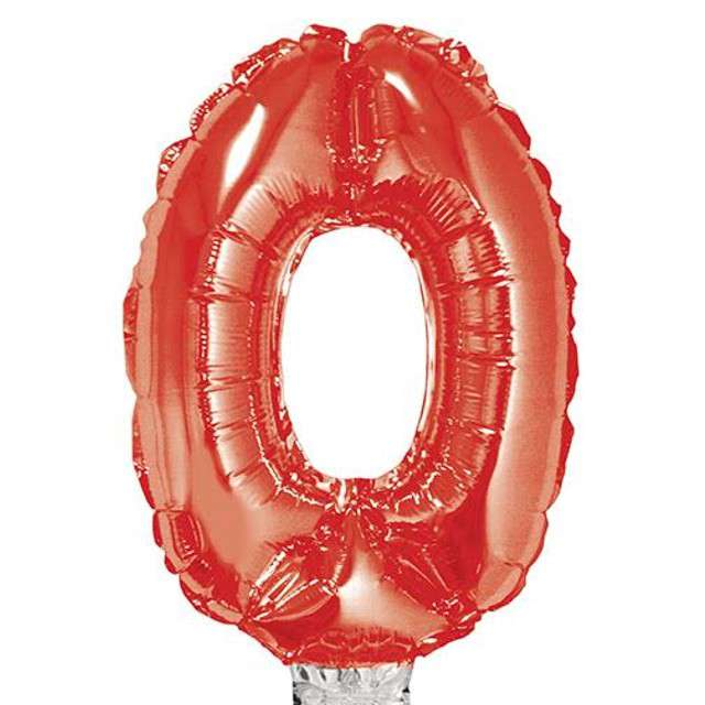 Balon foliowy cyfra 0, czerwony, Funny Fashion, 16"